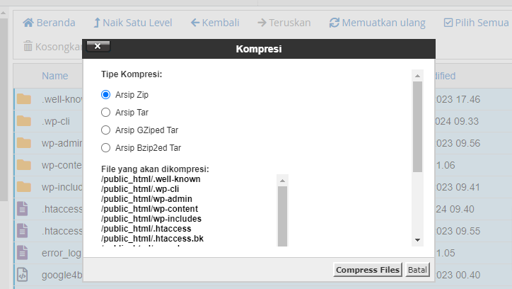 Cara Backup Data WordPress di cPanel Tanpa Plugin