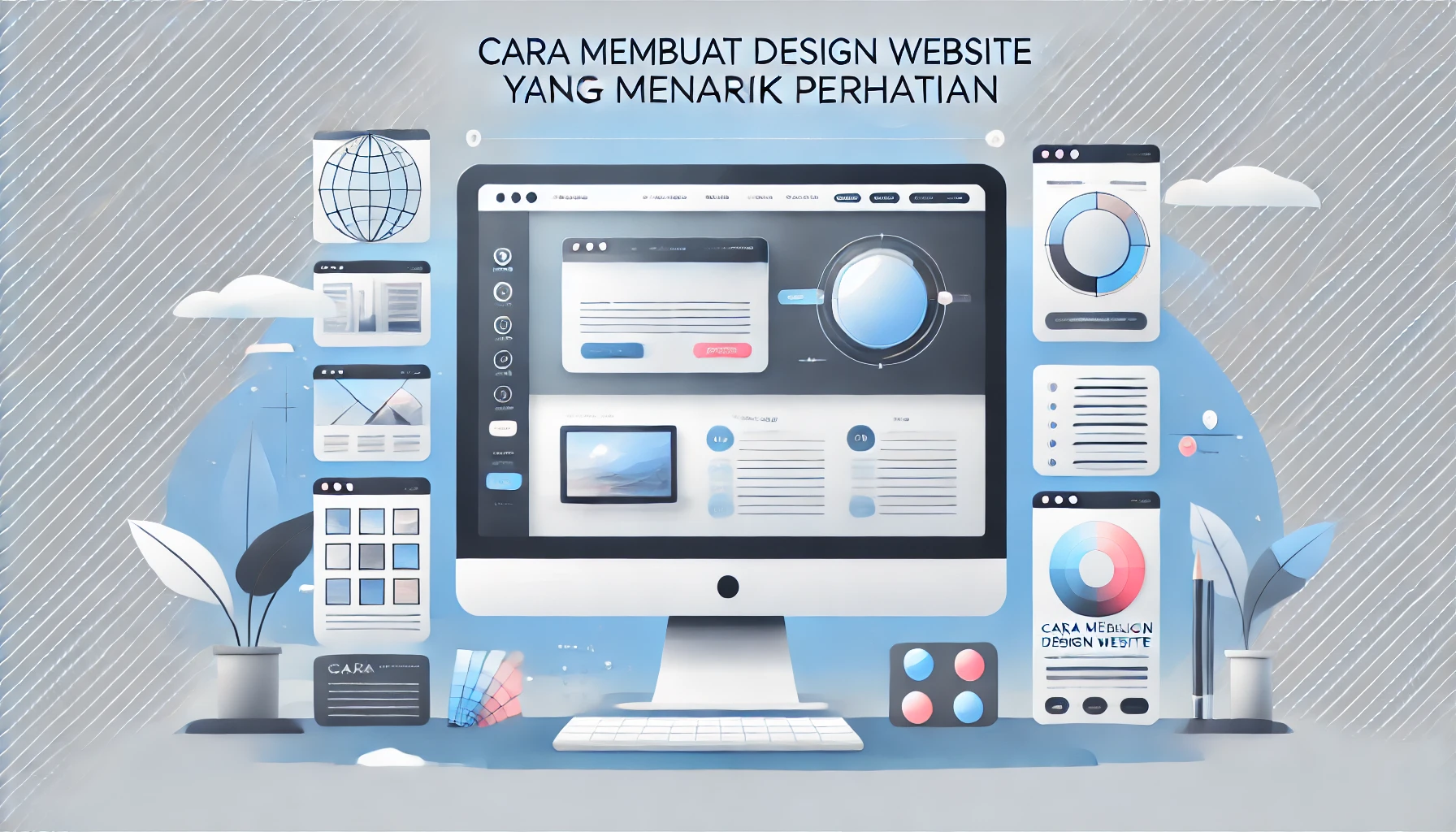 DALL·E 2025 01 04 08.30.32 A visually appealing and professional featured image for an article titled Cara Membuat Design Website yang Menarik Perhatian. The design includes m